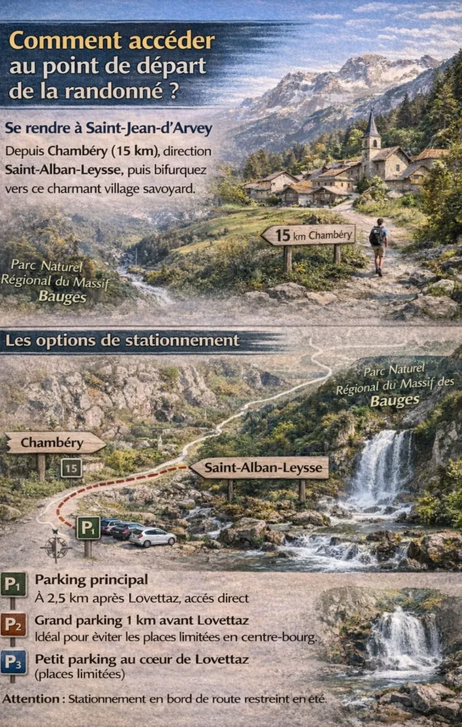Acc&egrave;s &agrave; la randonn&eacute;e de la Doriaz
