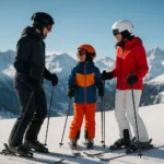 Trouver sa marque idéale de vêtements de ski famille-en-vetements-de-ski-sur-piste-ensoleillee