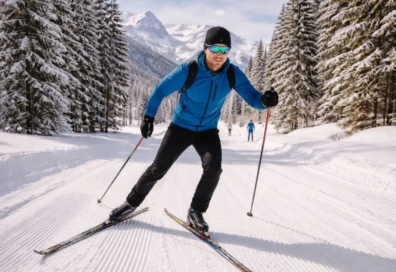 Skieur sur piste enneig&eacute;e alpine