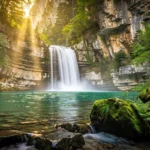 Saut du Loup : cascade emblématique des Alpes-Maritimes Cascade du Saut du Loup dans les gorges du Loup, Alpes-Maritimes – eau turquoise sur roches calcaires entourée de végétation méditerranéenne