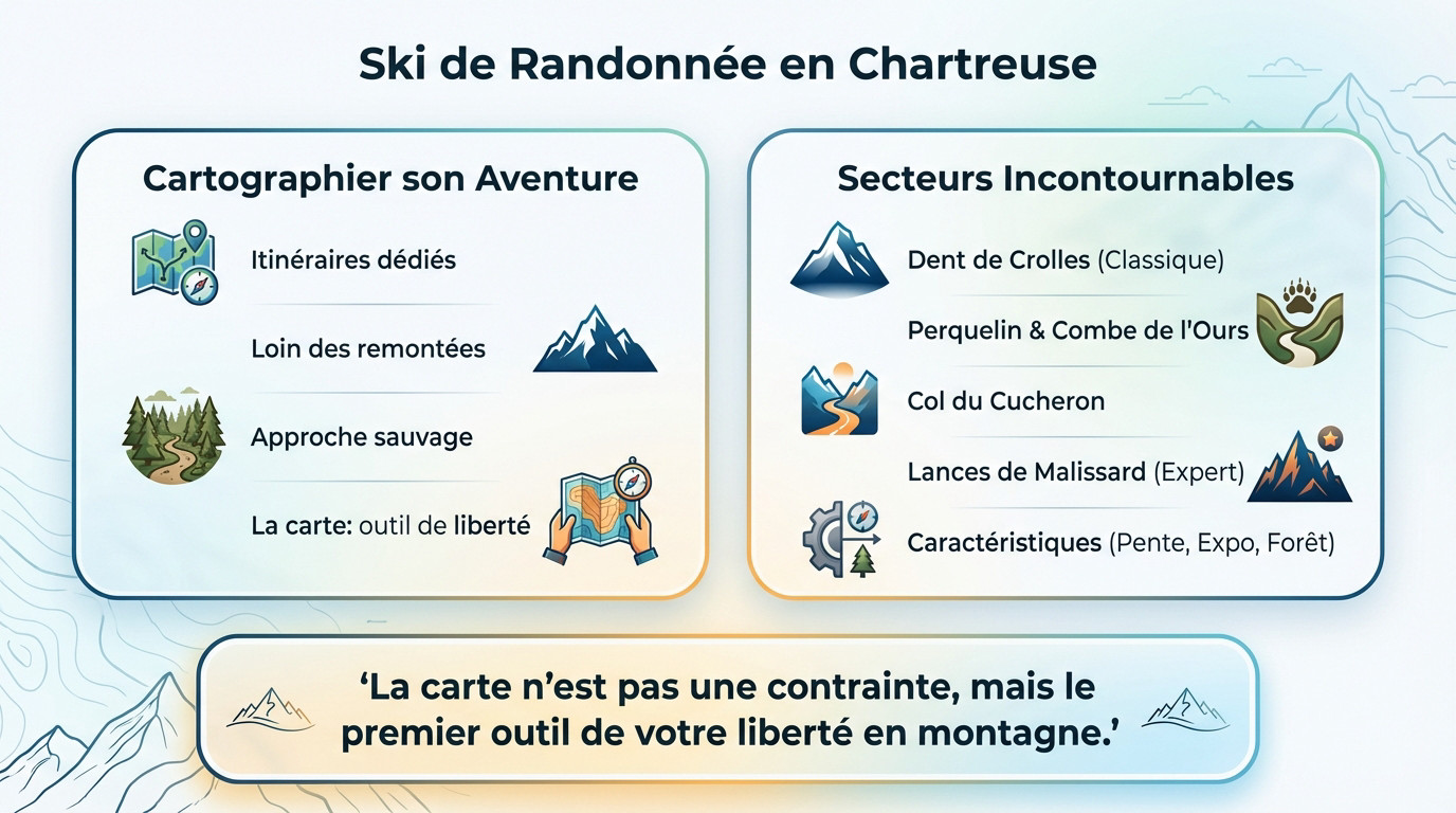 Secteurs enneigés et itinéraires de ski de randonnée en Chartreuse