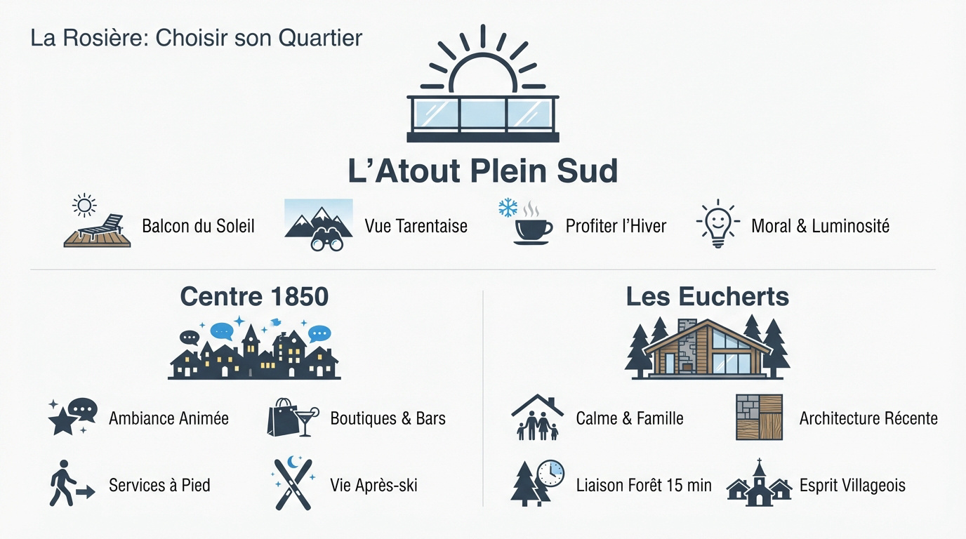 Chalets traditionnels en pierre et bois sous le soleil &agrave; La Rosi&egrave;re 1850