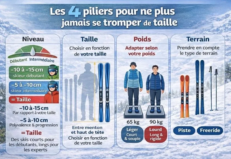infographie pour le choix de la taille des skis