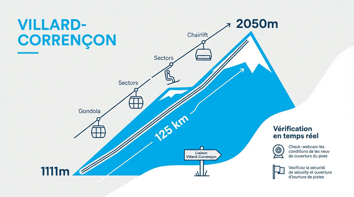 Infographie des pistes et remontées du domaine Villard-Corrençon
