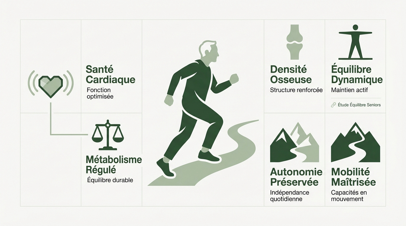 Infographie sur la vitalit&eacute; et l'autonomie des seniors par la marche dynamique