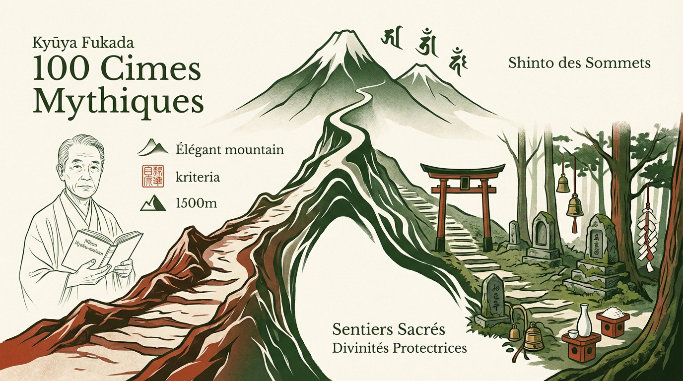 Portrait de Kyūya Fukada et vue sur les sommets enneigés du Japon
