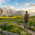 Vue panoramique des Alpes suisses, illustrant le slow travel et la déconnexion en montagne