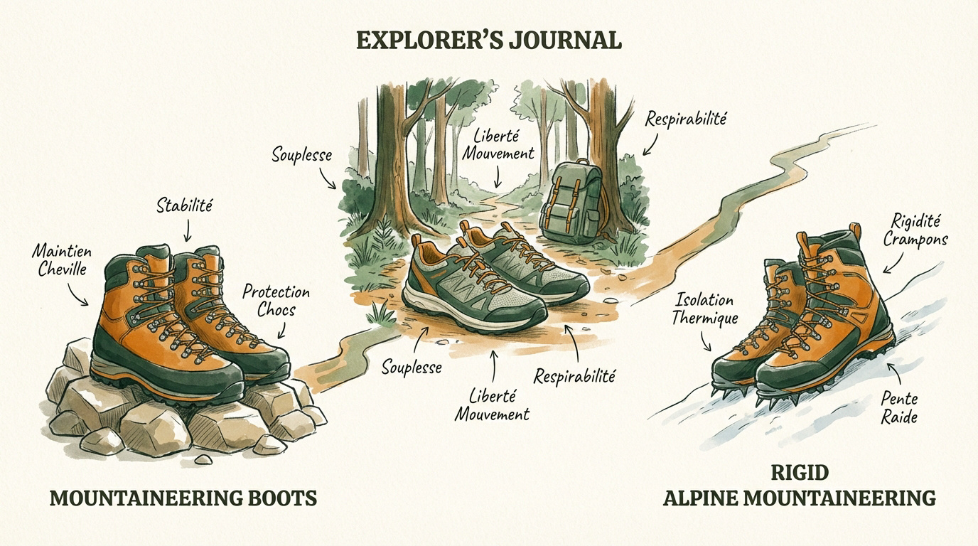 Comparatif des chaussures de randonn&eacute;e selon le type de terrain montagneux