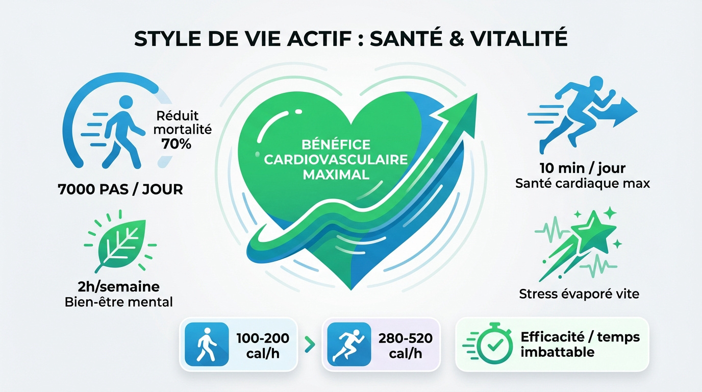 Homme pratiquant la marche active pour sa sant&eacute; cardiovasculaire