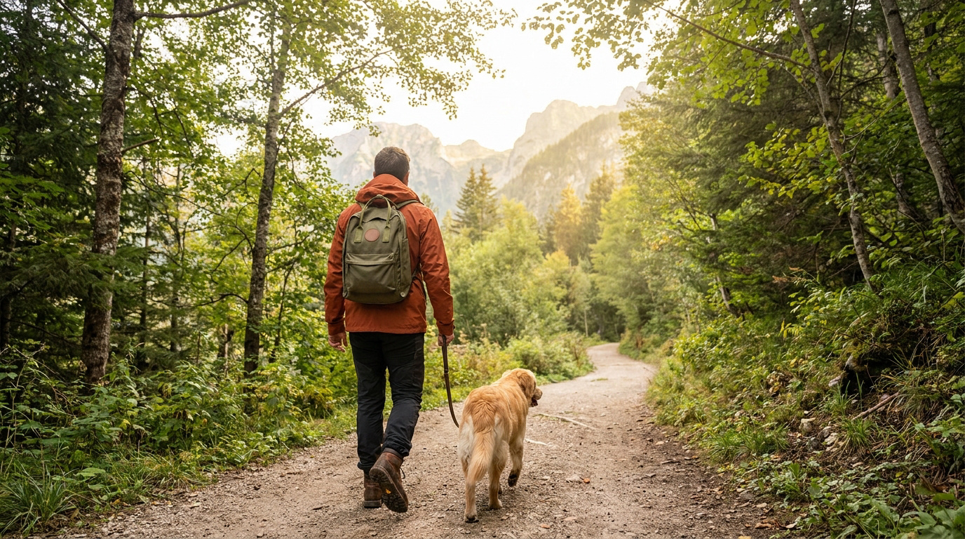 Randonnée en montagne avec un randonneur portant un sac à dos et des chaussures adaptées