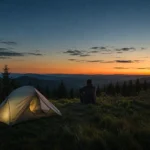 Camper sauvage en France : entre liberté et réglementation Tente de bivouac isolée dans une clairière au coucher du soleil